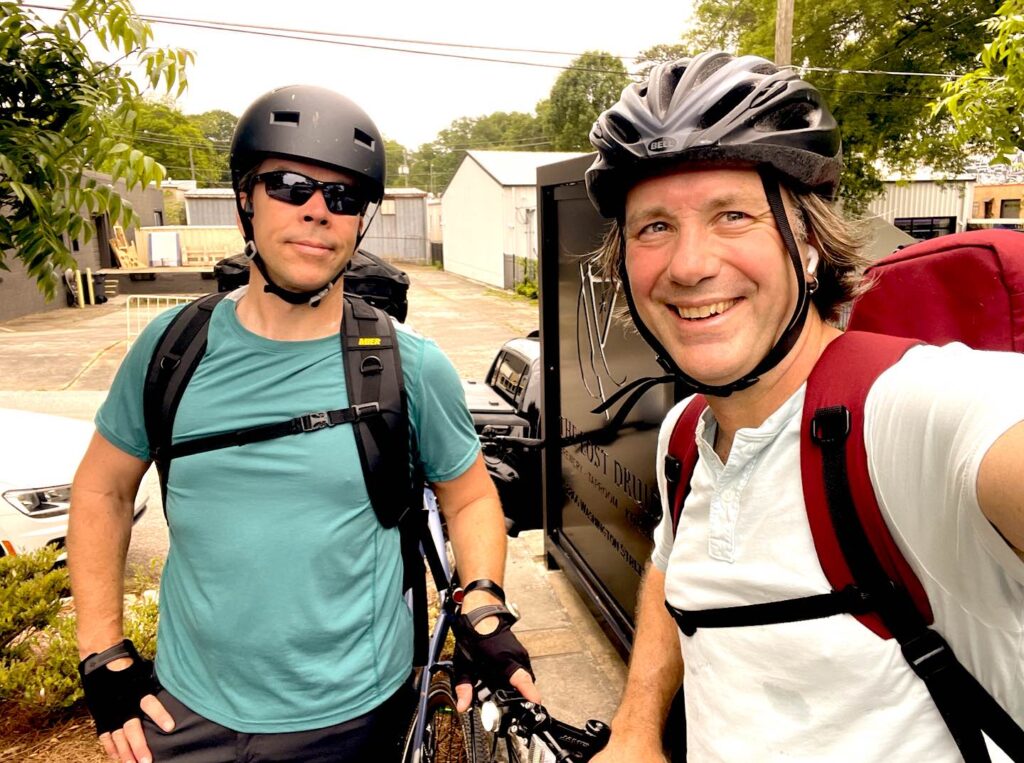 Biking with my friend to The Lost Druid
